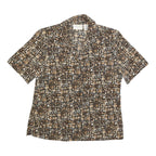 WORTHINGTON Womens Brown & Cream Printed Shirt Short Sleeve Collared M Polyester