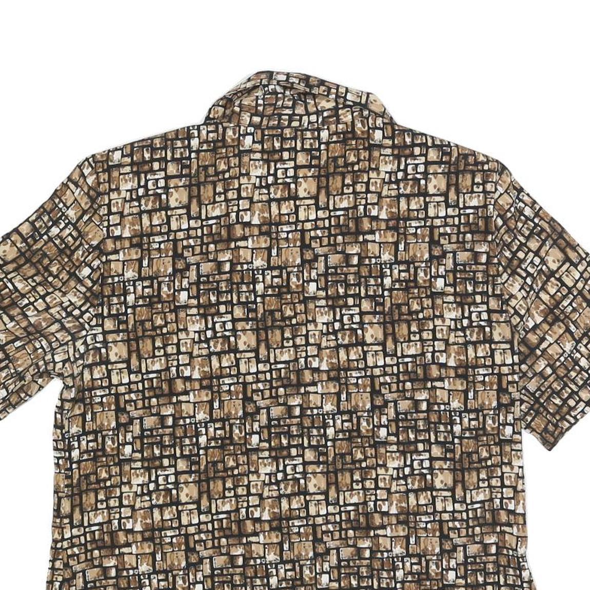 WORTHINGTON Womens Brown & Cream Printed Shirt Short Sleeve Collared M Polyester