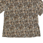 WORTHINGTON Womens Brown & Cream Printed Shirt Short Sleeve Collared M Polyester