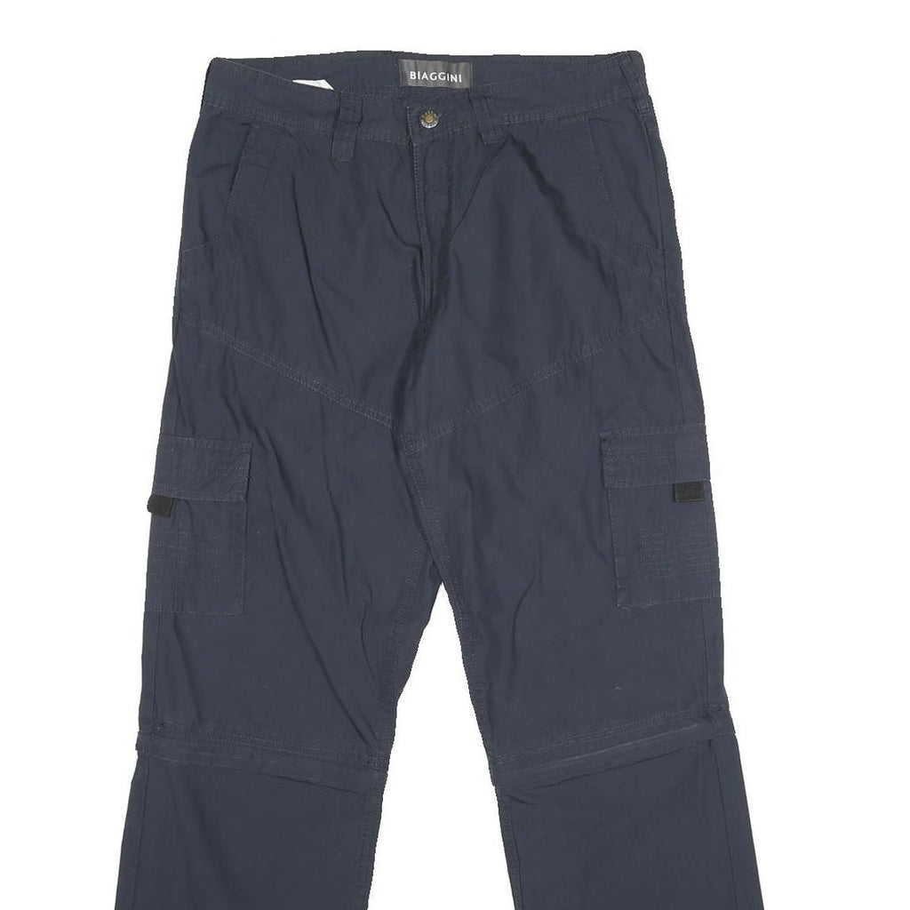 BIAGGINI Mens Cotton Navy Blue Regular Fit Straight Trousers W31 L32 Cargo