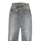JOHNNY HALLYDAY Mens Grey Regular Fit Straight Denim Jeans W30 L33 Snake Print
