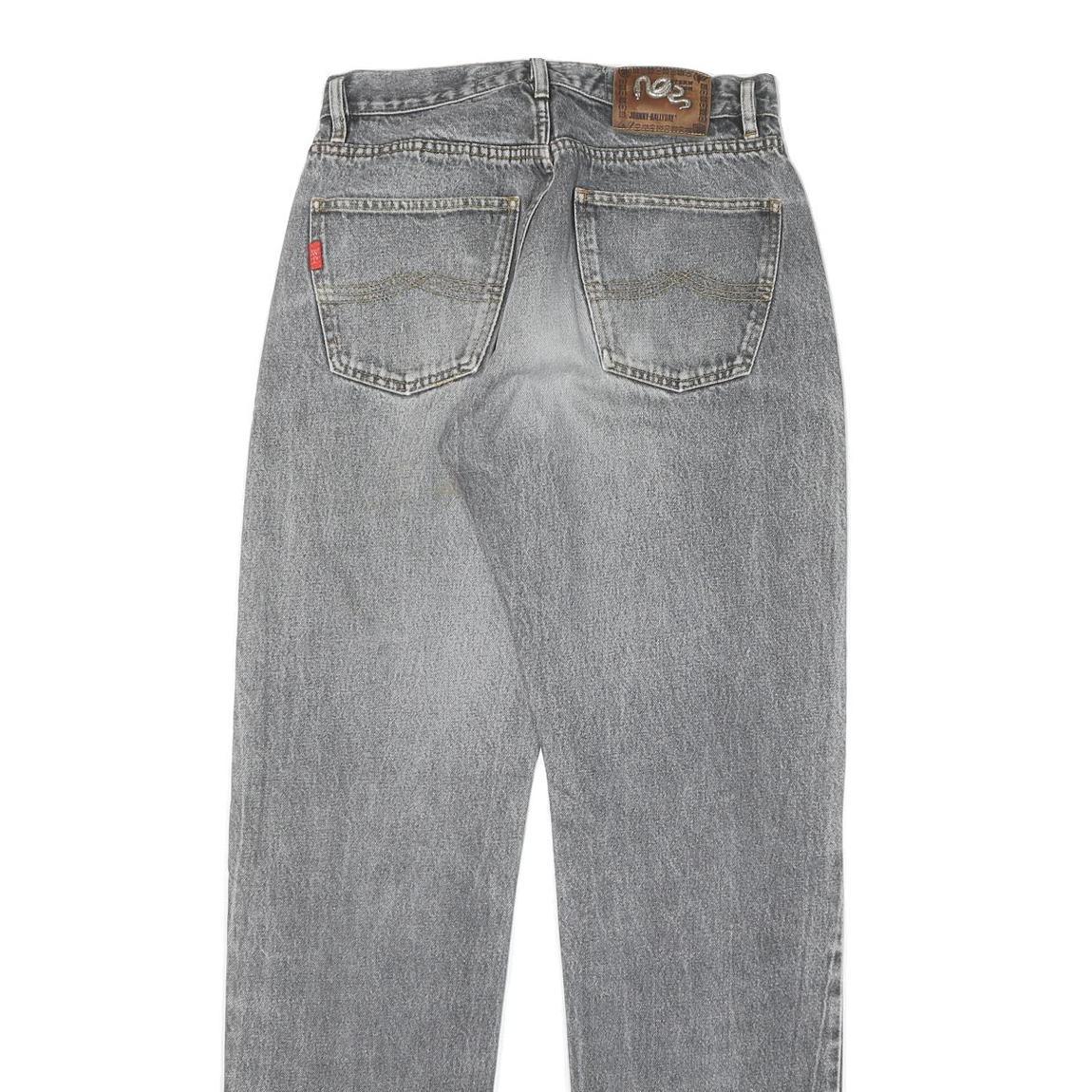 JOHNNY HALLYDAY Mens Grey Regular Fit Straight Denim Jeans W30 L33 Snake Print