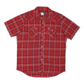 WRANGLER Mens Red Check Shirt L Short Sleeve Button Up Cotton Blend