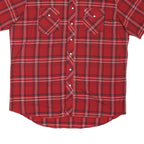 WRANGLER Mens Red Check Shirt L Short Sleeve Button Up Cotton Blend