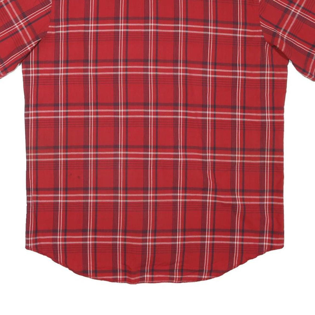 WRANGLER Mens Red Check Shirt L Short Sleeve Button Up Cotton Blend