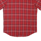 WRANGLER Mens Red Check Shirt L Short Sleeve Button Up Cotton Blend