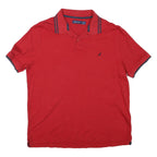 NAUTICA Mens Red & Navy Short Sleeve Plain L Cotton Classic Polo Shirt