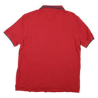NAUTICA Mens Red & Navy Short Sleeve Plain L Cotton Classic Polo Shirt