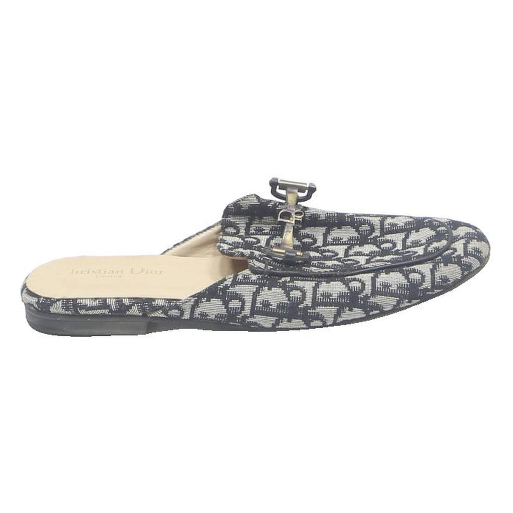 CHRISTIAN DIOR Mule Womens Slip On Shoes Black & White Canvas UK 5 Loafers