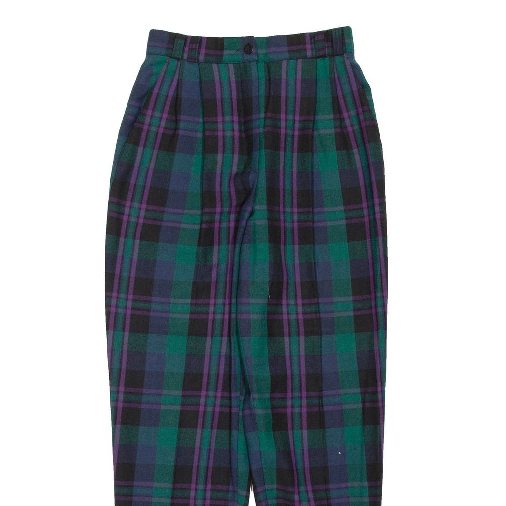 Check Womens Trousers Green Regular Tapered W26 L29