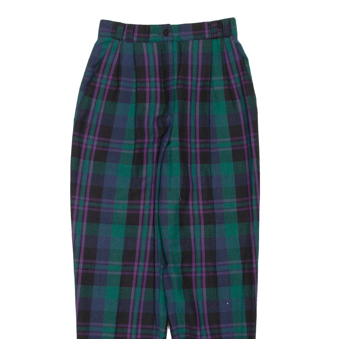 Check Womens Trousers Green Regular Tapered W26 L29