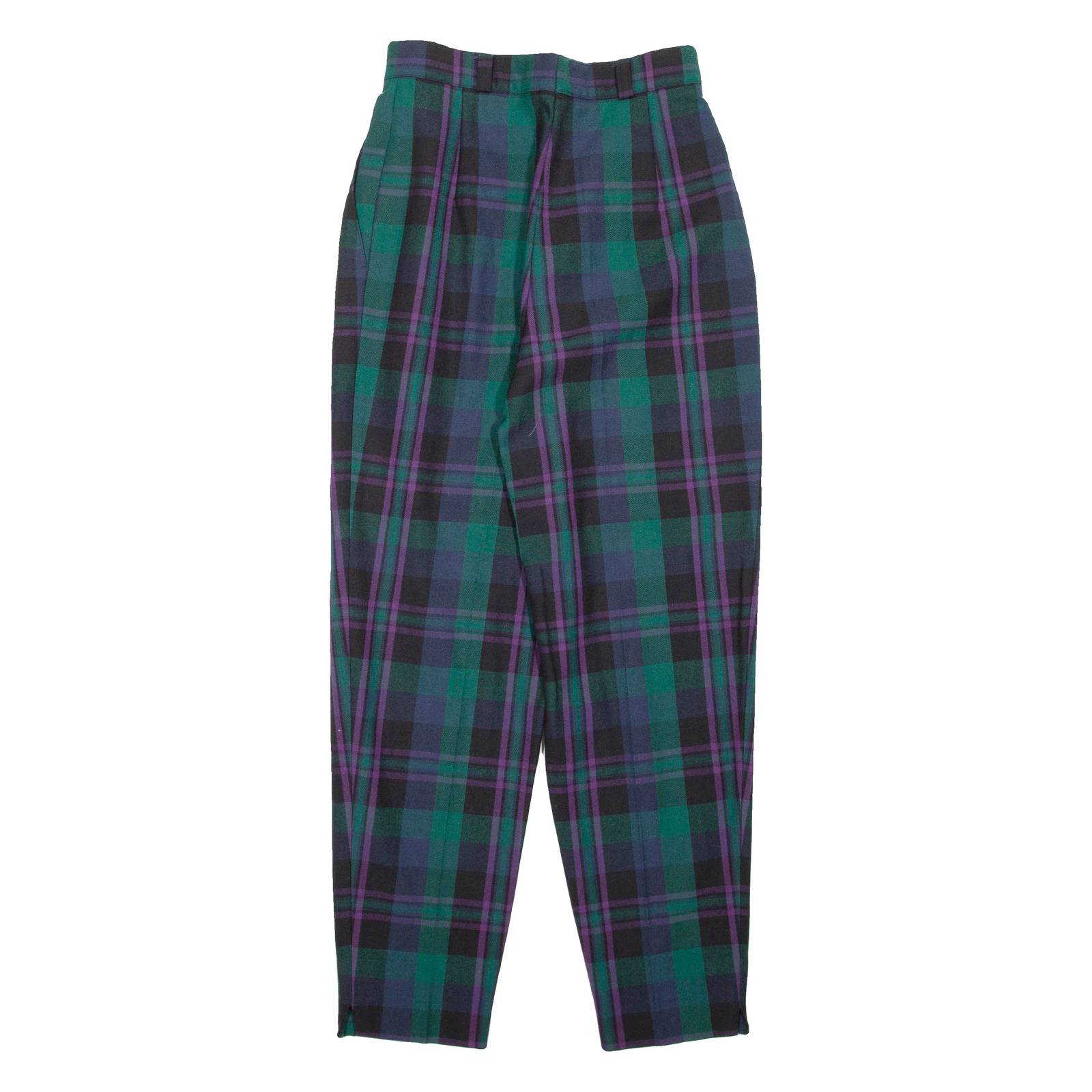 Check Womens Trousers Green Regular Tapered W26 L29