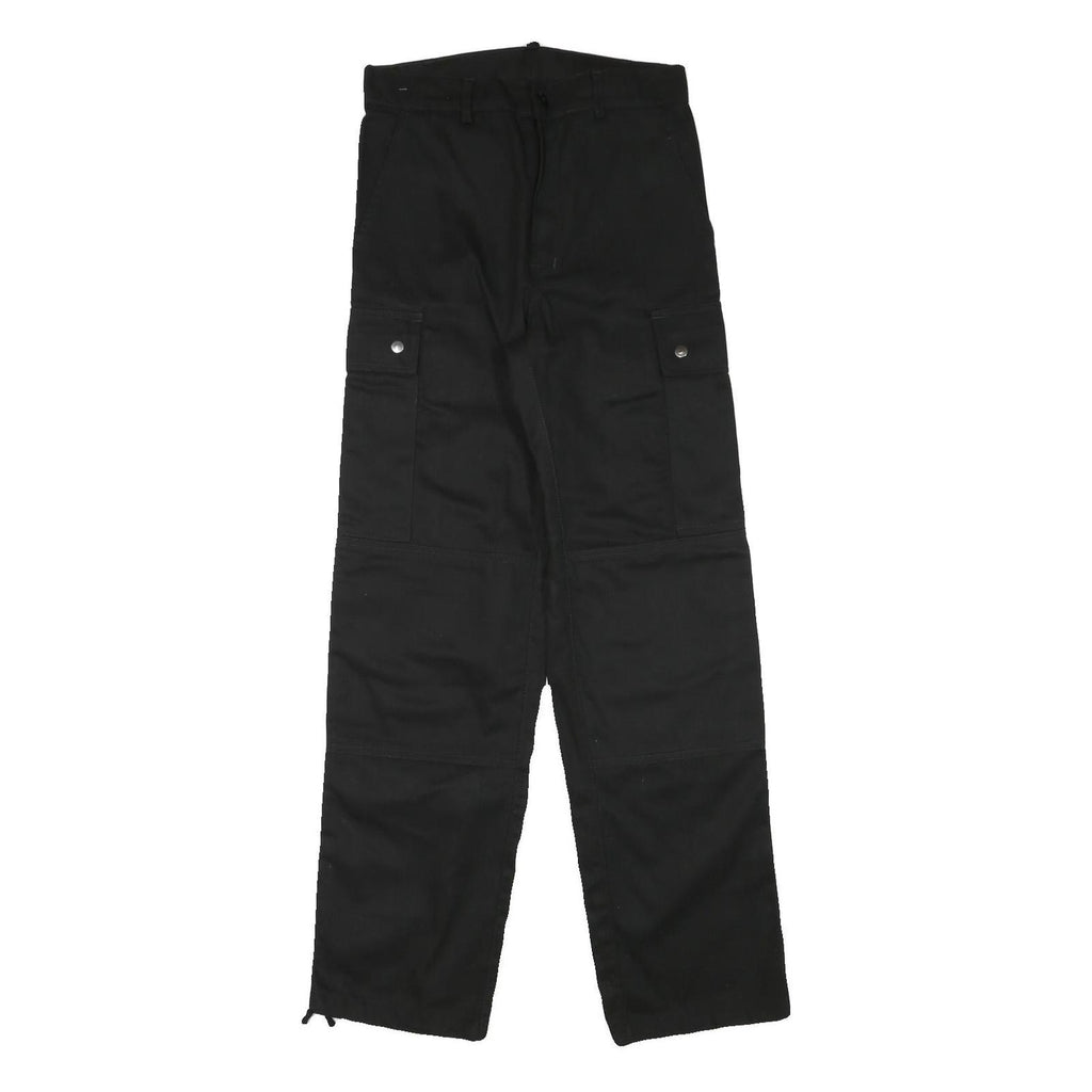 Mens Black Regular Fit Cotton Blend Cargo Style Trousers W29 L32 Functional