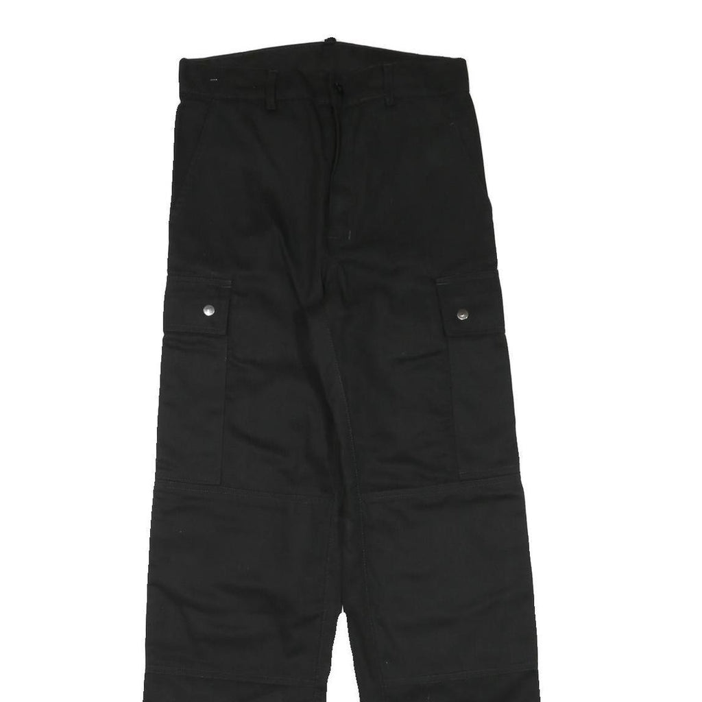 Mens Black Regular Fit Cotton Blend Cargo Style Trousers W29 L32 Functional