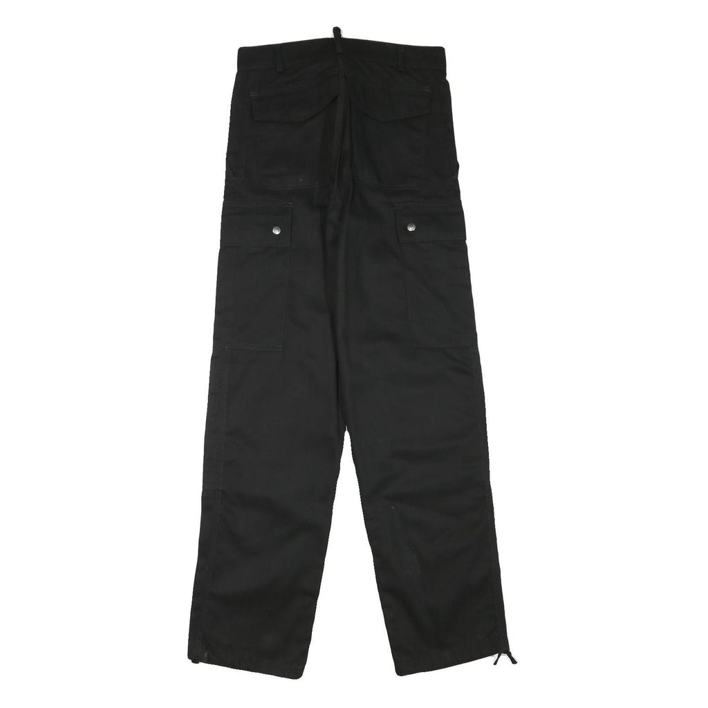 Mens Black Regular Fit Cotton Blend Cargo Style Trousers W29 L32 Functional