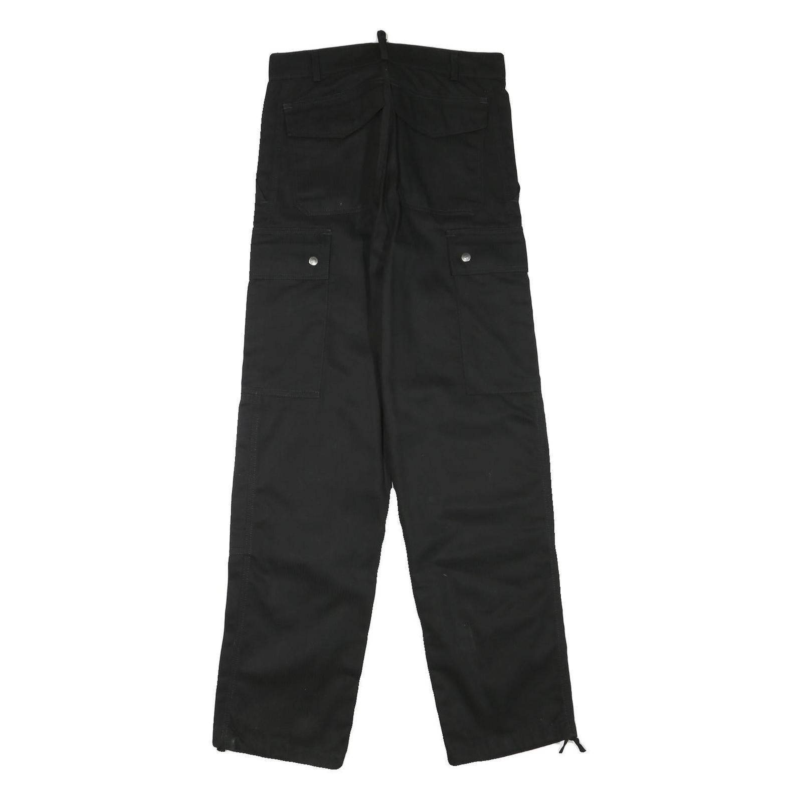 Mens Black Regular Fit Cotton Blend Cargo Style Trousers W29 L32 Functional