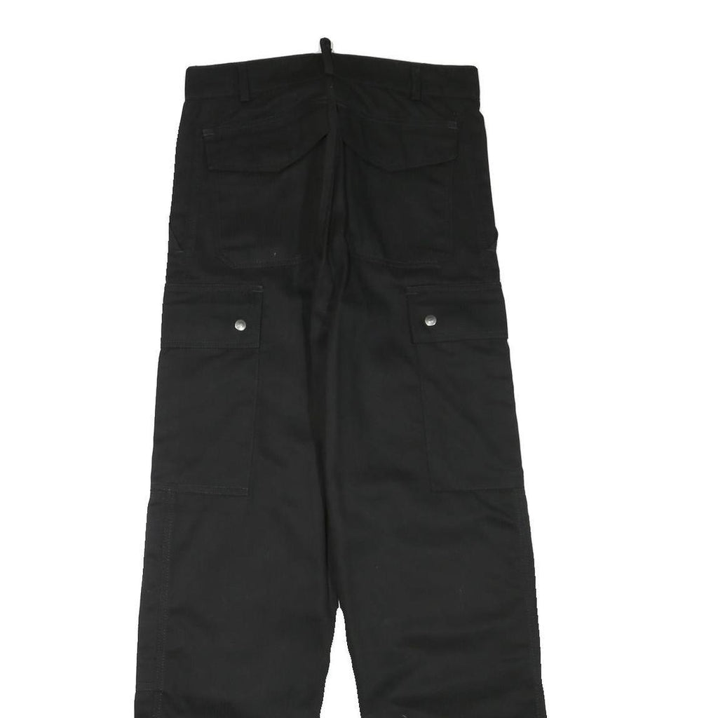 Mens Black Regular Fit Cotton Blend Cargo Style Trousers W29 L32 Functional