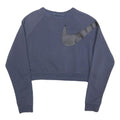 NIKE Womens Blue Crew Neck S Sweatshirt Cotton Blend Crop Logo Athletic