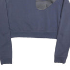 NIKE Womens Blue Crew Neck S Sweatshirt Cotton Blend Crop Logo Athletic