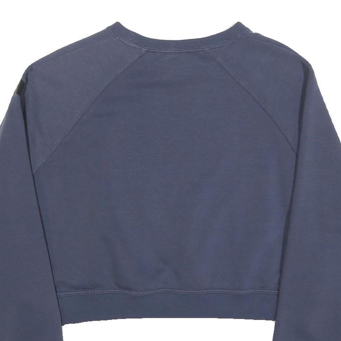 NIKE Womens Blue Crew Neck S Sweatshirt Cotton Blend Crop Logo Athletic