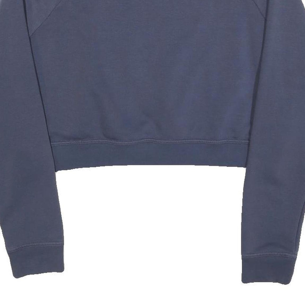 NIKE Womens Blue Crew Neck S Sweatshirt Cotton Blend Crop Logo Athletic