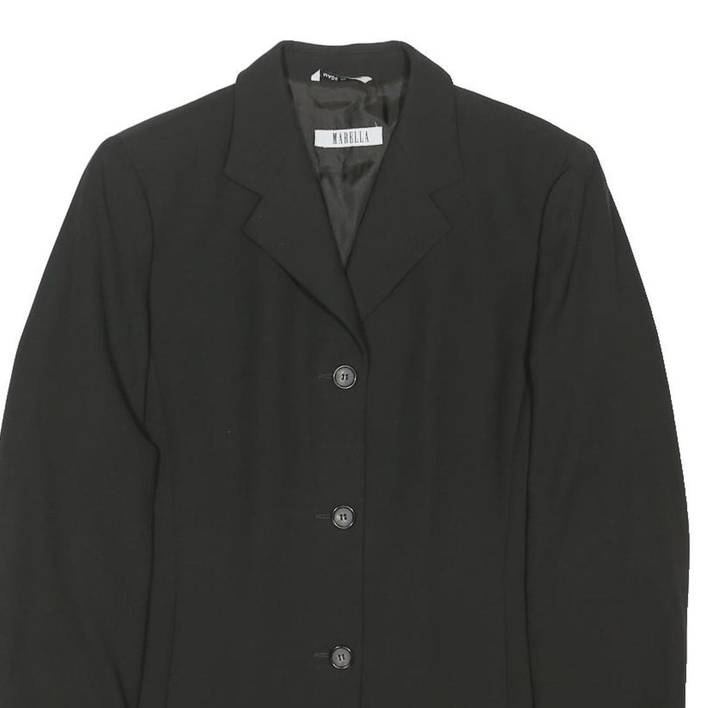 MARELLA Womens Black Jacket UK 16 Wool Blend Button Closure Classic Fit