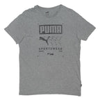 PUMA Mens Grey Graphic T-Shirt M Short Sleeve Crew Neck Cotton Blend Sportswear