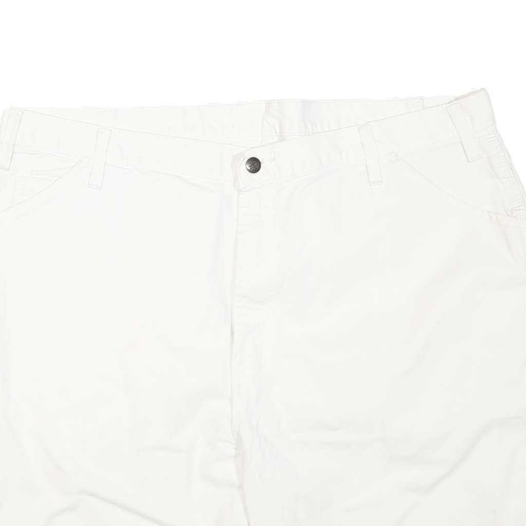 DICKIES Mens Shorts White Casual Cotton Blend XL W42 Workwear Relaxed