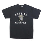 PORT & COMPANY Mens Black Servite Water Polo Graphic T-Shirt L Short Sleeve Crew