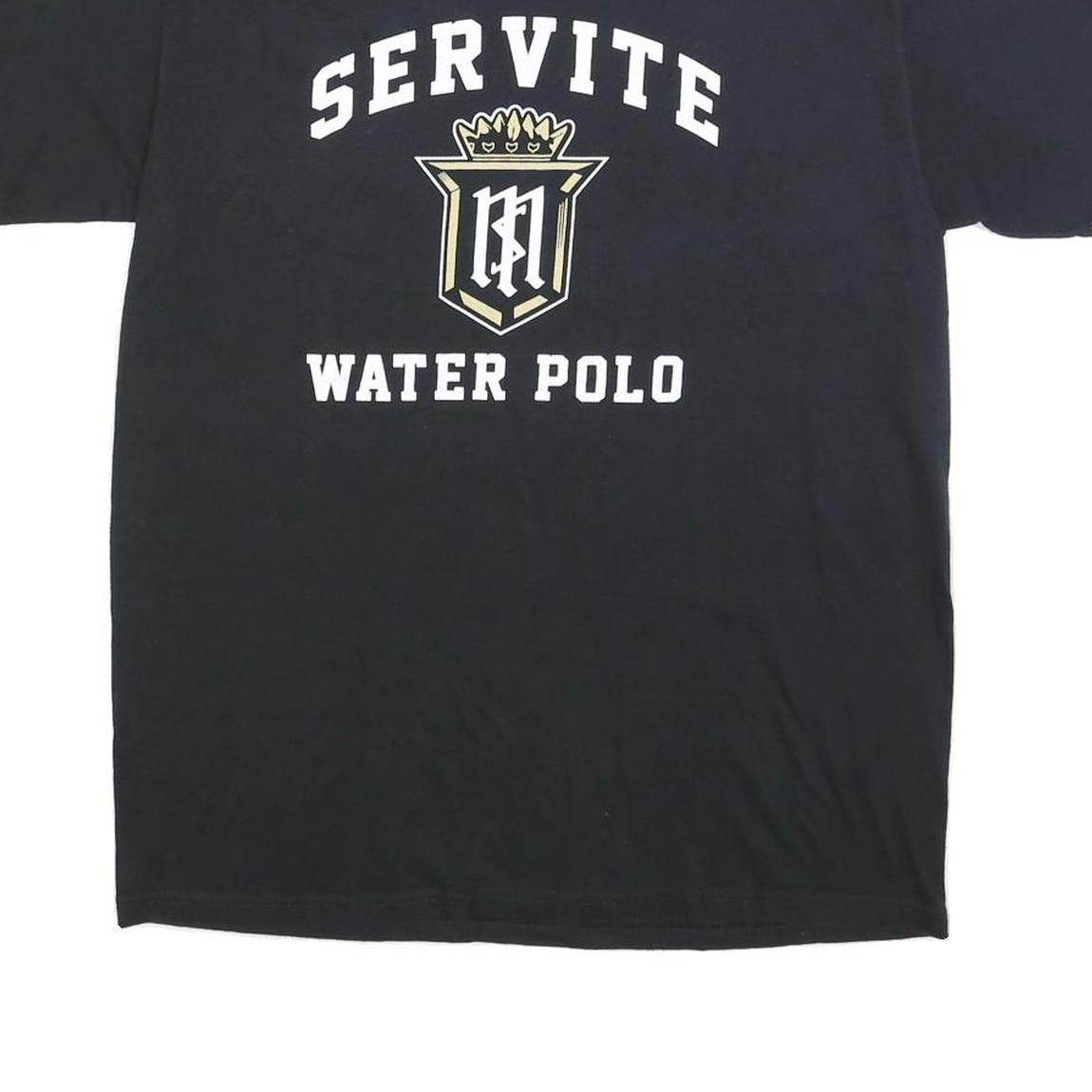 PORT & COMPANY Mens Black Servite Water Polo Graphic T-Shirt L Short Sleeve Crew