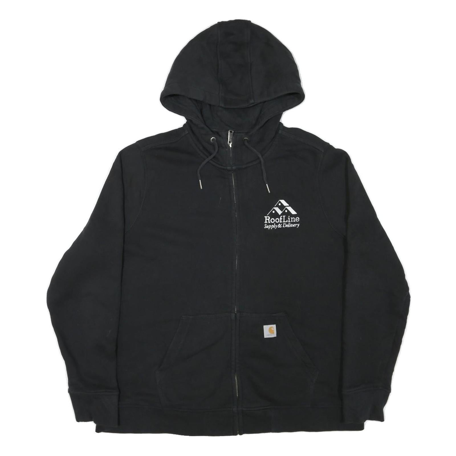 CARHARTT Mens Black RoofLine Supply & Delivery Full Zip Hoodie 2XL Cotton Blend