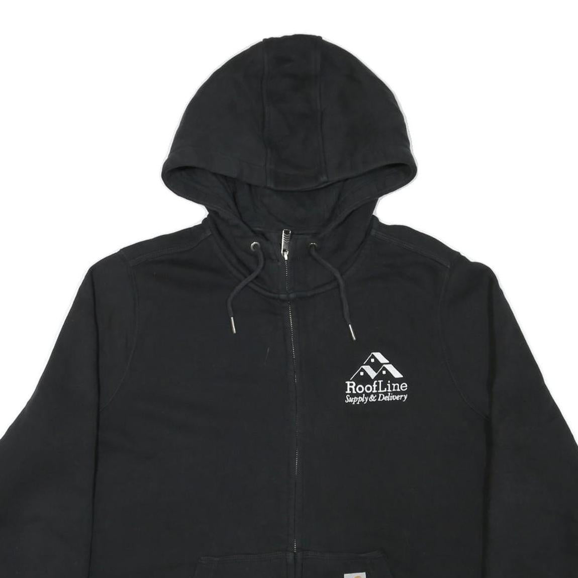 CARHARTT Mens Black RoofLine Supply & Delivery Full Zip Hoodie 2XL Cotton Blend
