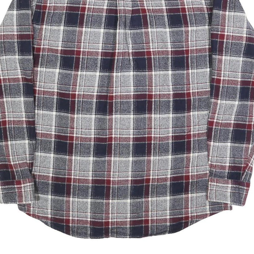 REDHEAD Mens Blue & Maroon Check Shirt L Cotton Blend Casual Flannel Long Sleeve