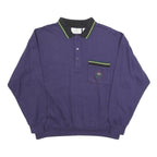 LA GRENOUILLE Mens Blue Polo Collar XL Sweatshirt Cotton Blend Pocket Detail