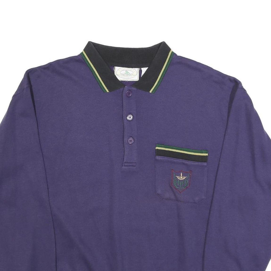 LA GRENOUILLE Mens Blue Polo Collar XL Sweatshirt Cotton Blend Pocket Detail