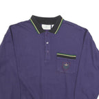 LA GRENOUILLE Mens Blue Polo Collar XL Sweatshirt Cotton Blend Pocket Detail