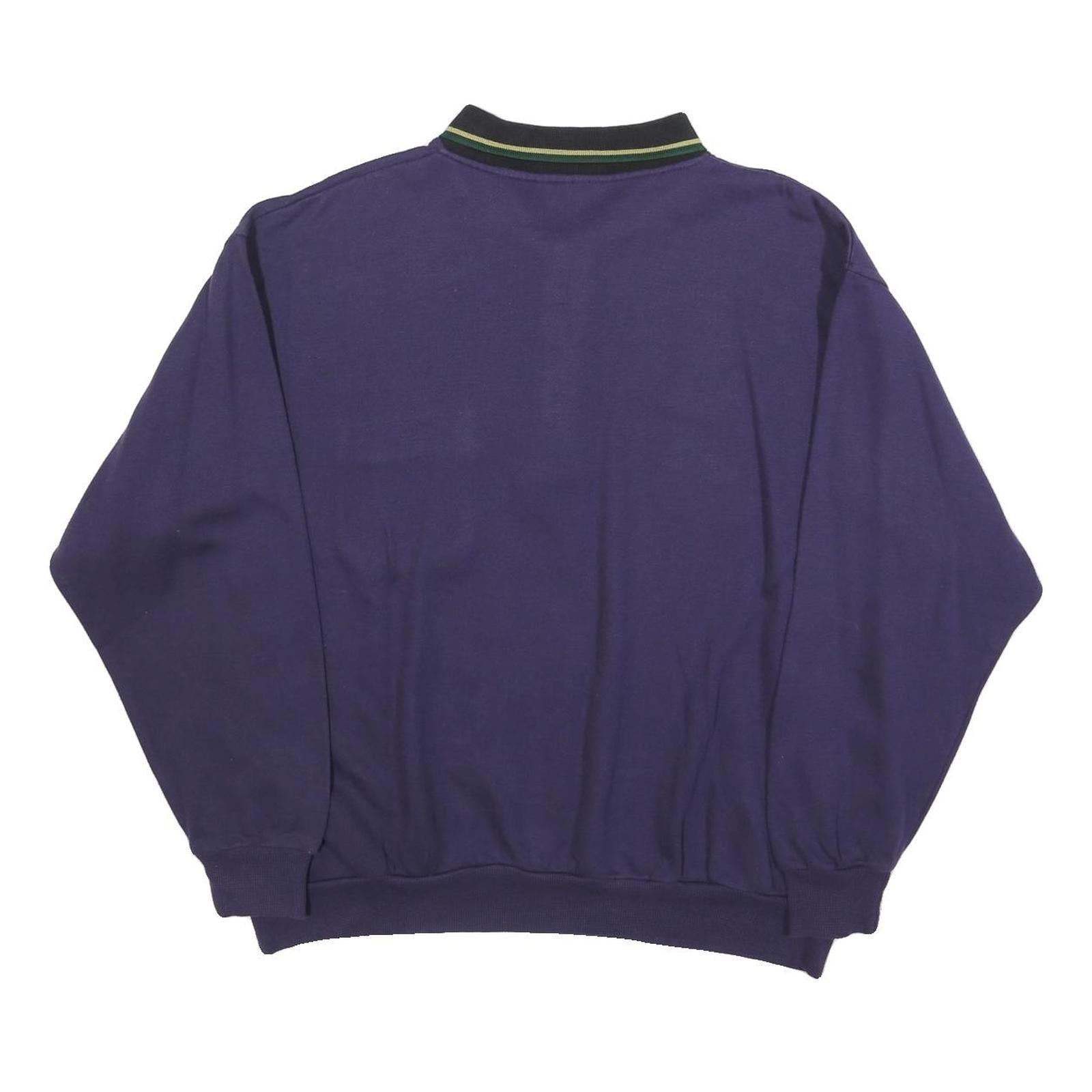 LA GRENOUILLE Mens Blue Polo Collar XL Sweatshirt Cotton Blend Pocket Detail