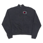 CHAMPION Womens Sweatshirt Black 1/4 Zip S
