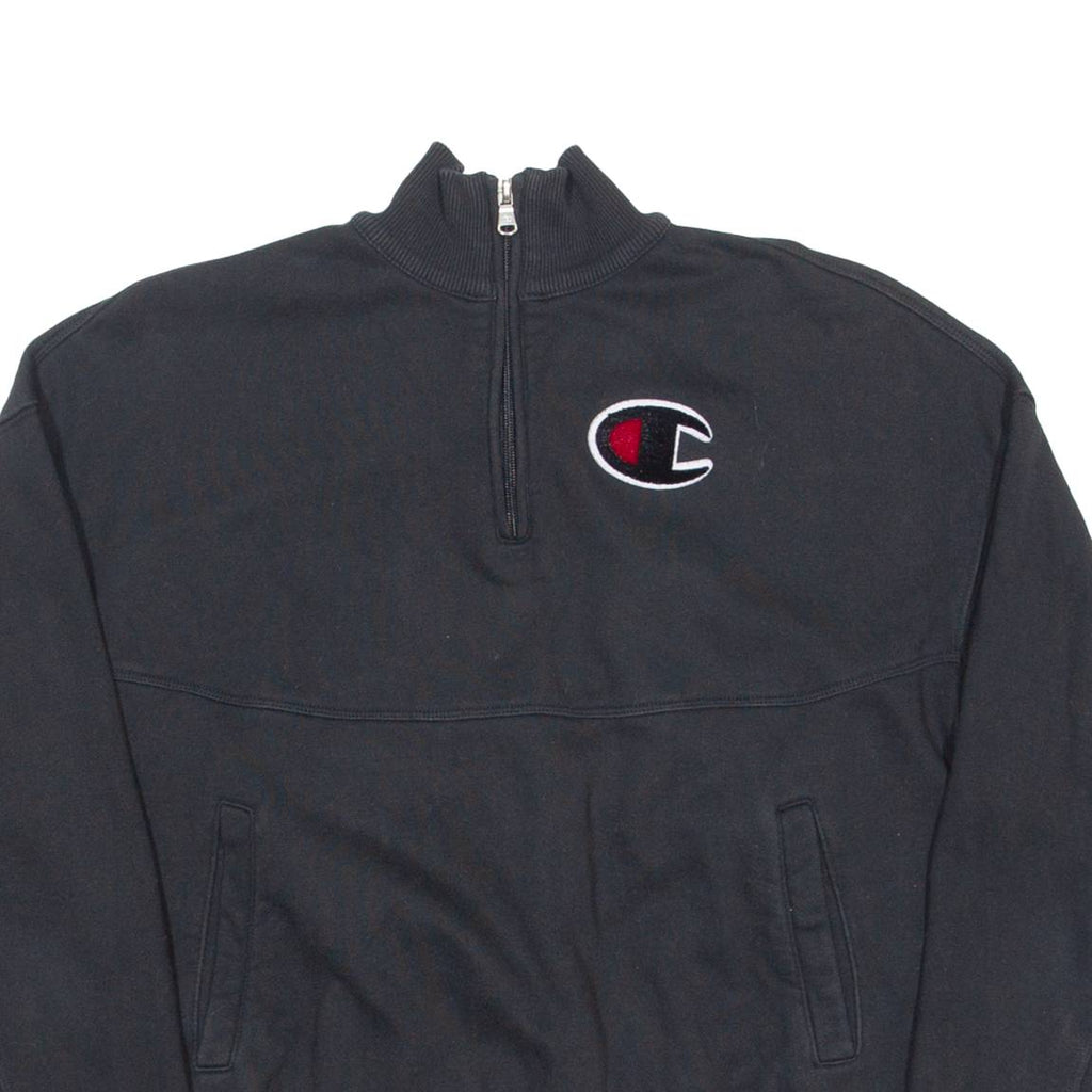 CHAMPION Womens Sweatshirt Black 1/4 Zip S