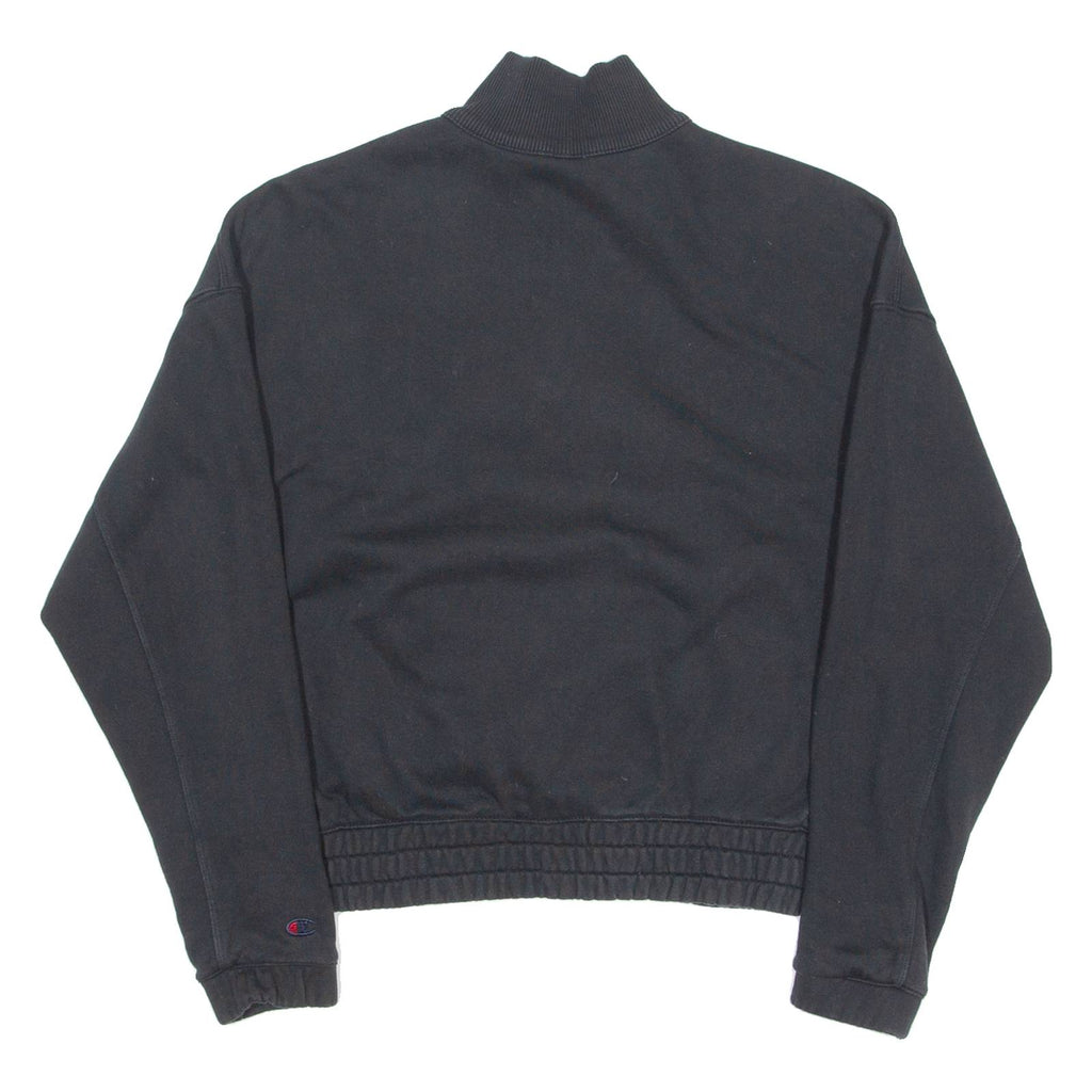 CHAMPION Womens Sweatshirt Black 1/4 Zip S