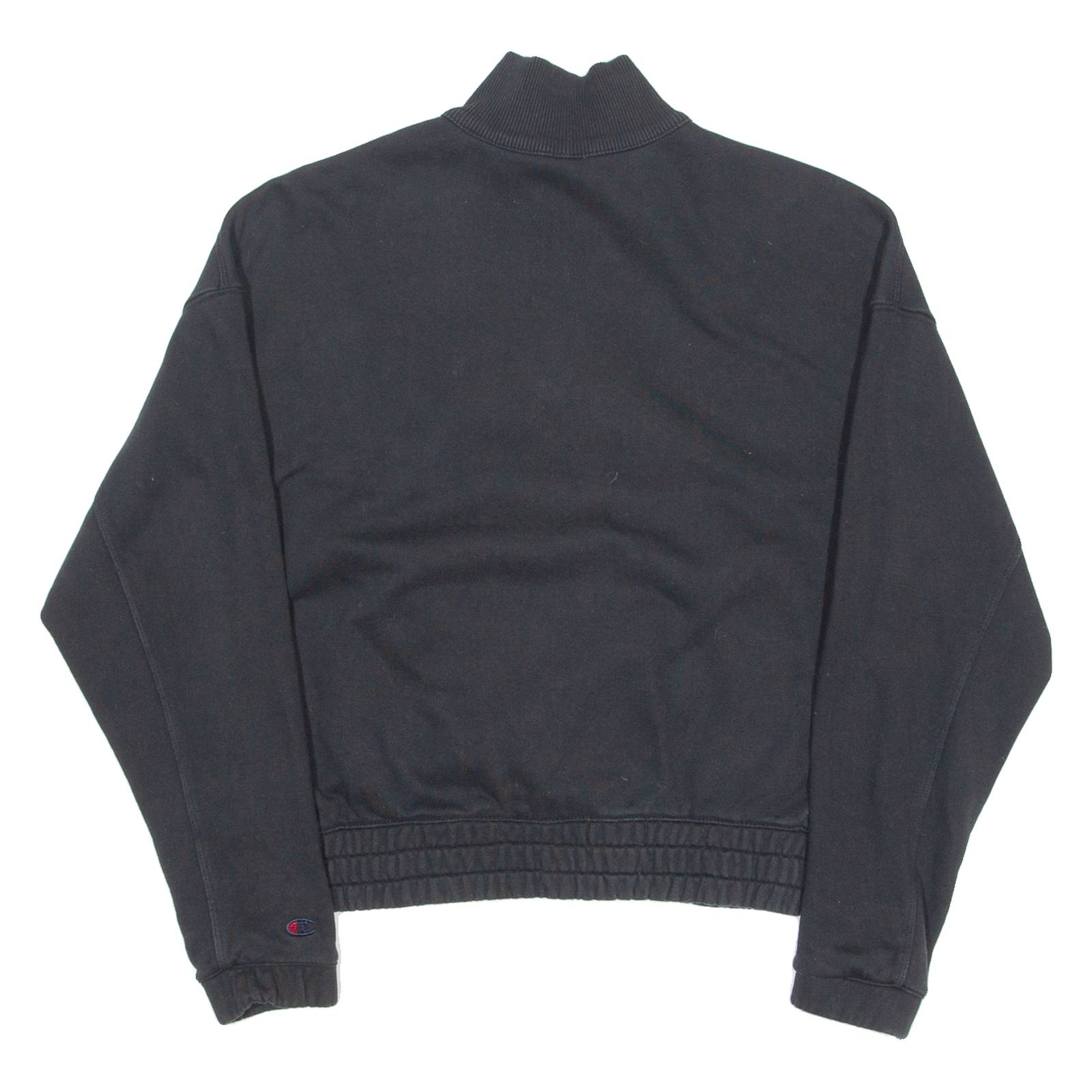 CHAMPION Womens Sweatshirt Black 1/4 Zip S