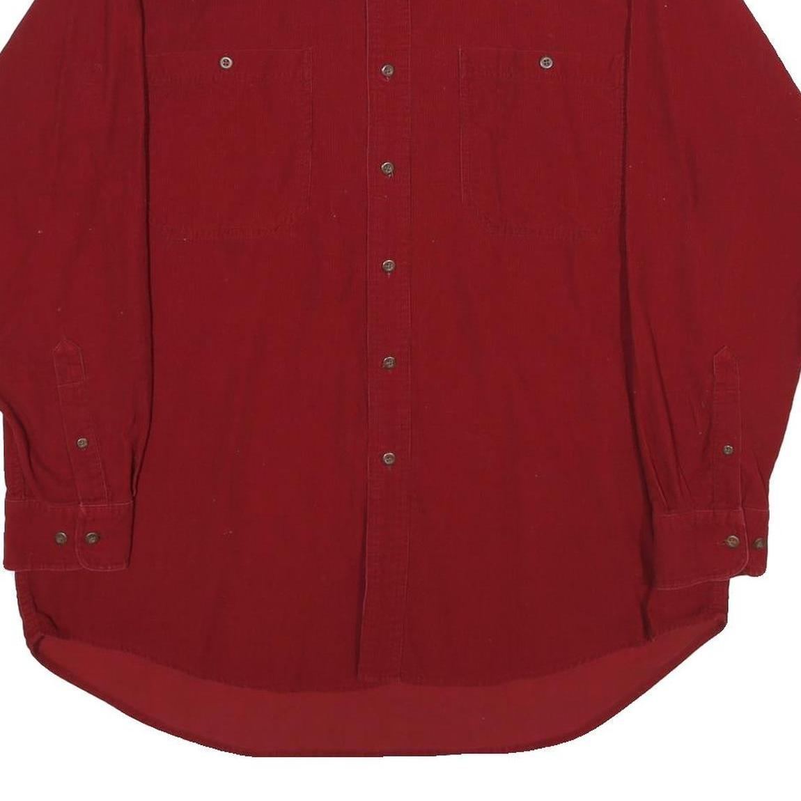 DAVID JONES SPORT Mens Red Cotton Plain Shirt L Button Front Casual Overshirt