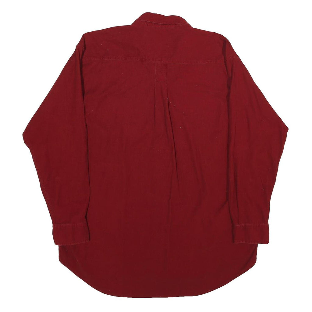 DAVID JONES SPORT Mens Red Cotton Plain Shirt L Button Front Casual Overshirt