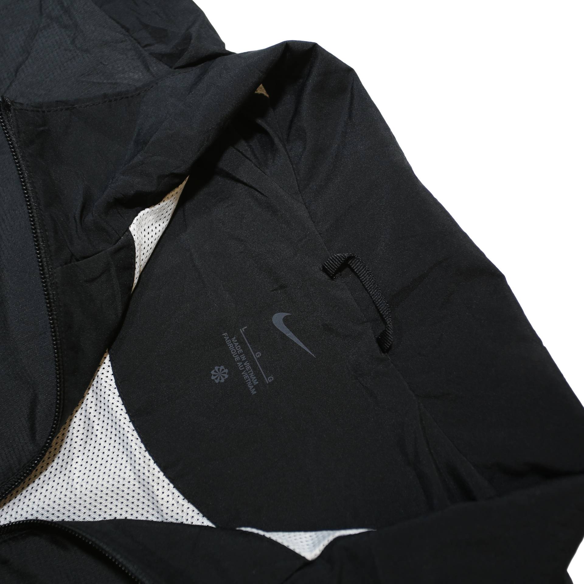 NIKE Mens Black & White Force Track Jacket L Polyester Blend Zip Athletic