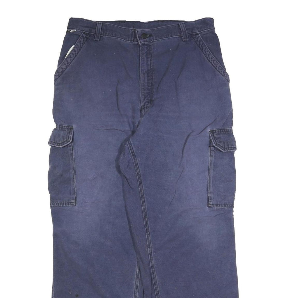 CARHARTT Mens Cotton Blend Navy Relaxed Straight Trousers W34 L32 Workwear