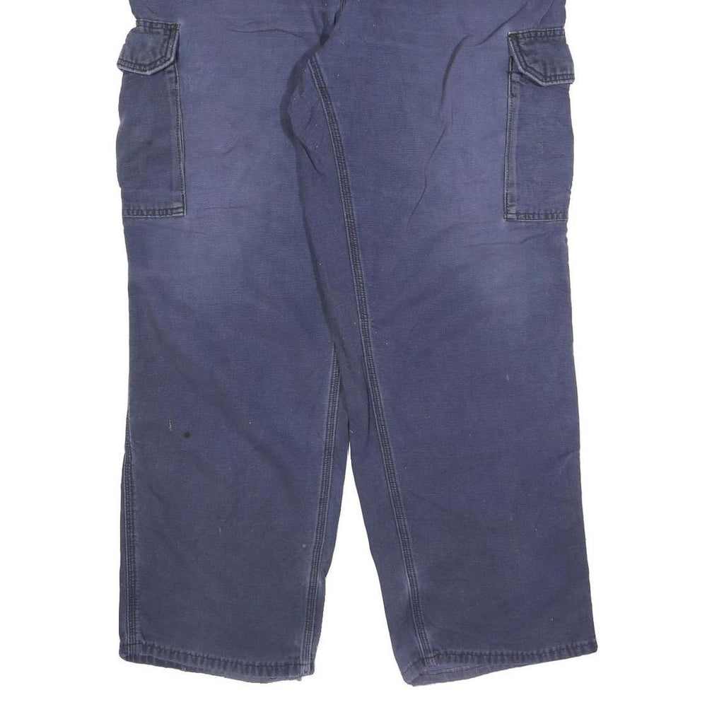 CARHARTT Mens Cotton Blend Navy Relaxed Straight Trousers W34 L32 Workwear