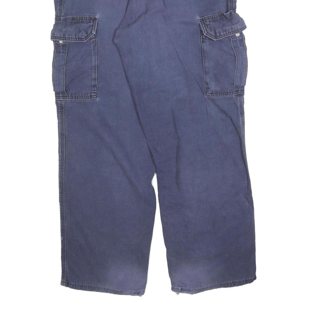 CARHARTT Mens Cotton Blend Navy Relaxed Straight Trousers W34 L32 Workwear