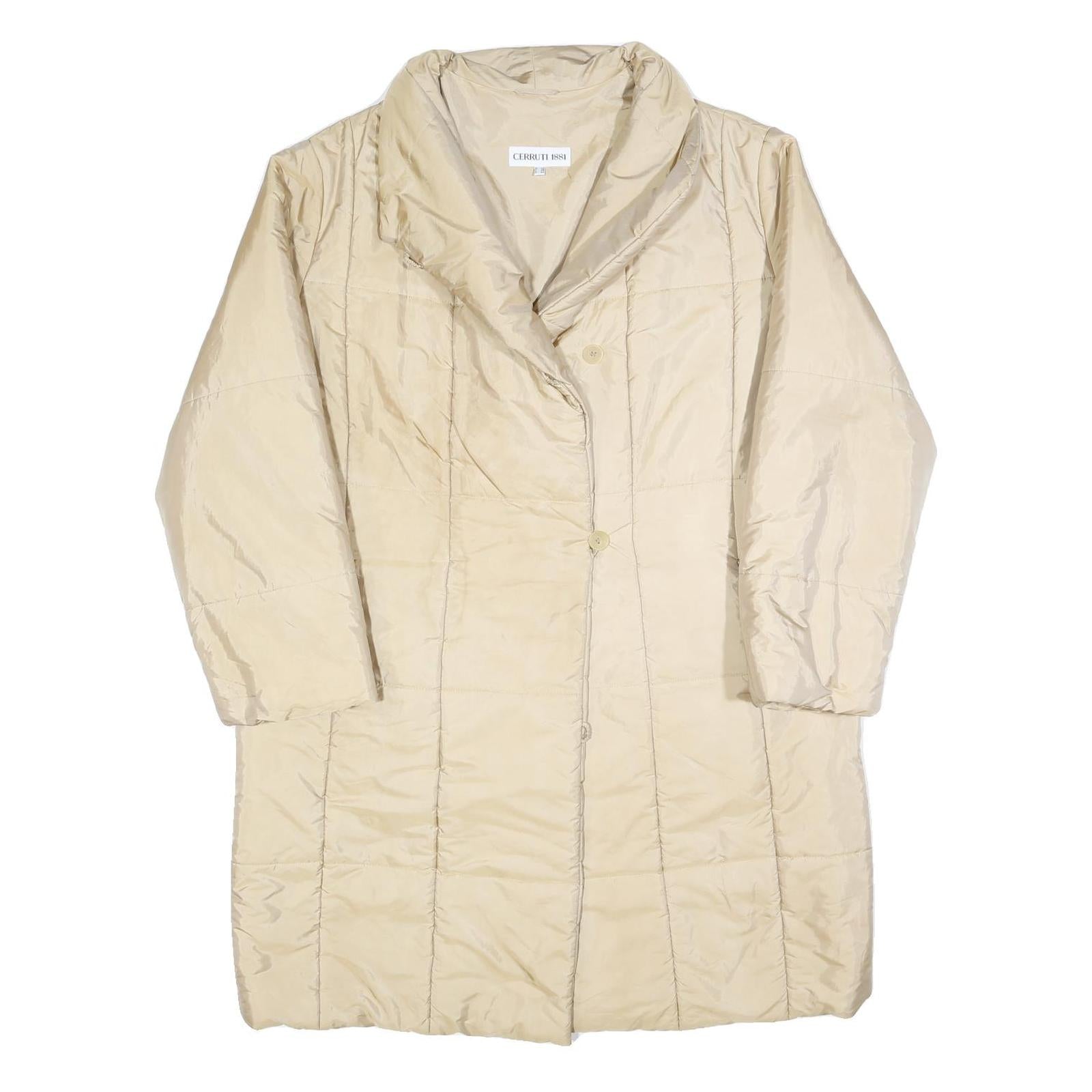 CERRUTI Womens Beige Button Jacket L Woven Plain Classic Fit