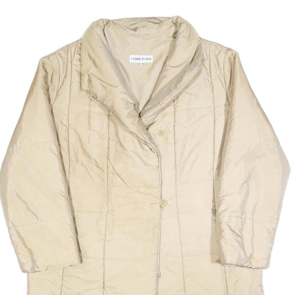 CERRUTI Womens Beige Button Jacket L Woven Plain Classic Fit