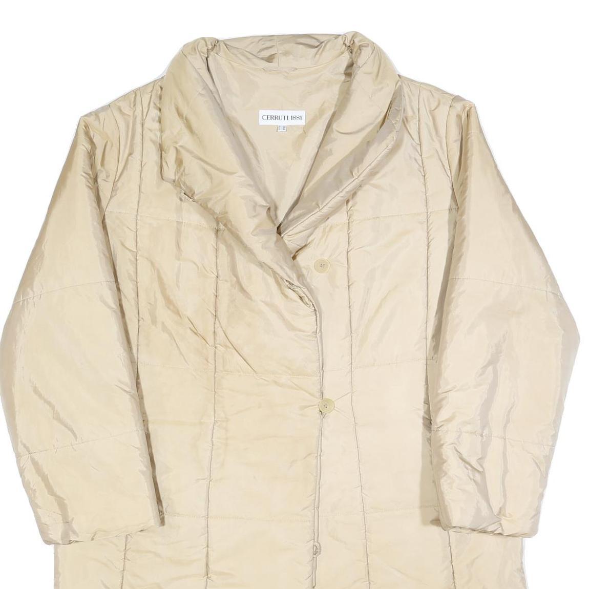 CERRUTI Womens Beige Button Jacket L Woven Plain Classic Fit